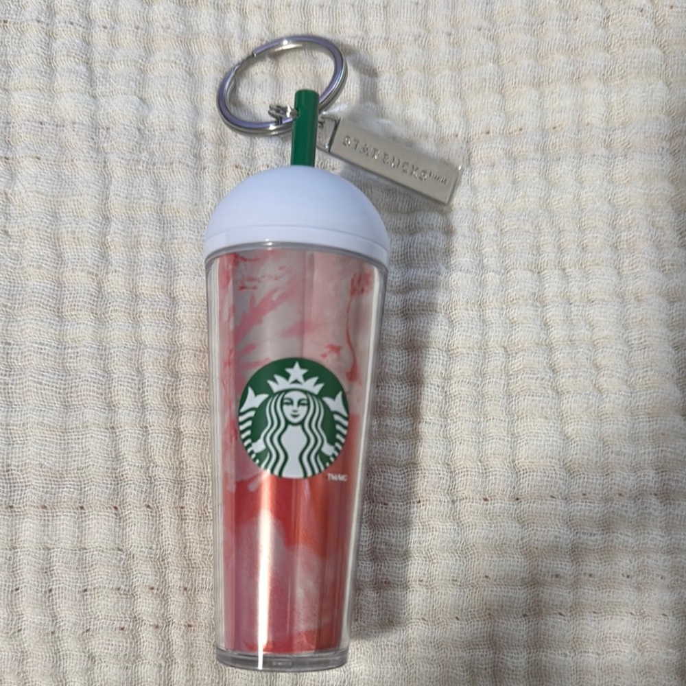 Starbucks Red and White Tumbler Keychain